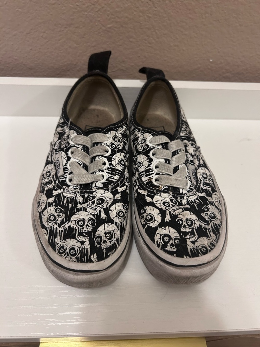 Black Skull Print Canvas Sneakers Vans